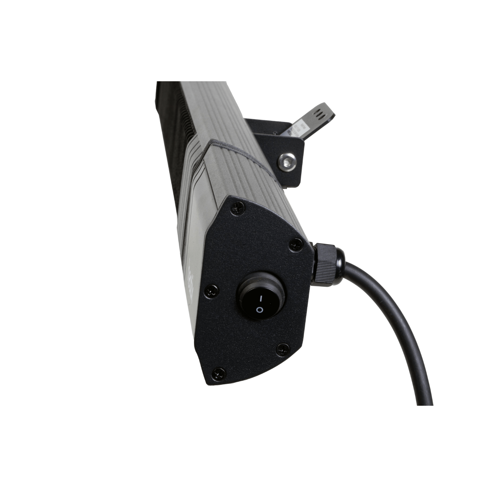 Zijkant van de Zwarte slimme wandmodel Heatix heater of terrasverwarmer met 2500 Watt