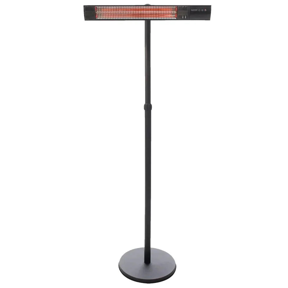 Sunred zwarte staande terrasverwarmer Royal Diamond Dark met 2500 Watt en Rose Gold Carbon technologie