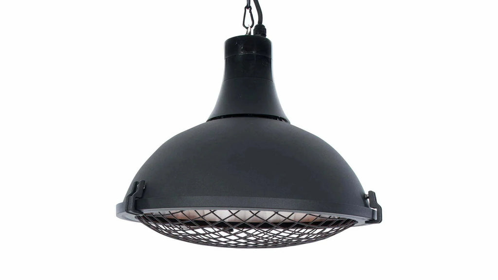 kap van de Sunred Indus II Bright hangende zwarte heater met 2100 Watt