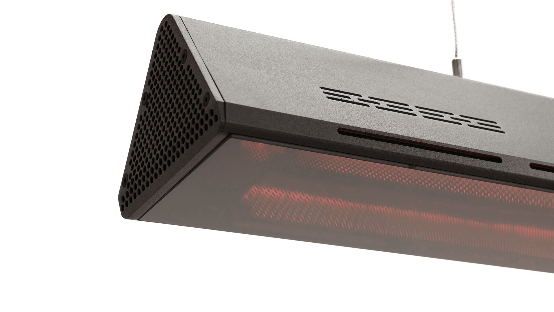 zwarte Sunred Proglax Gastro SMART hangend of wand heater van dichtbij