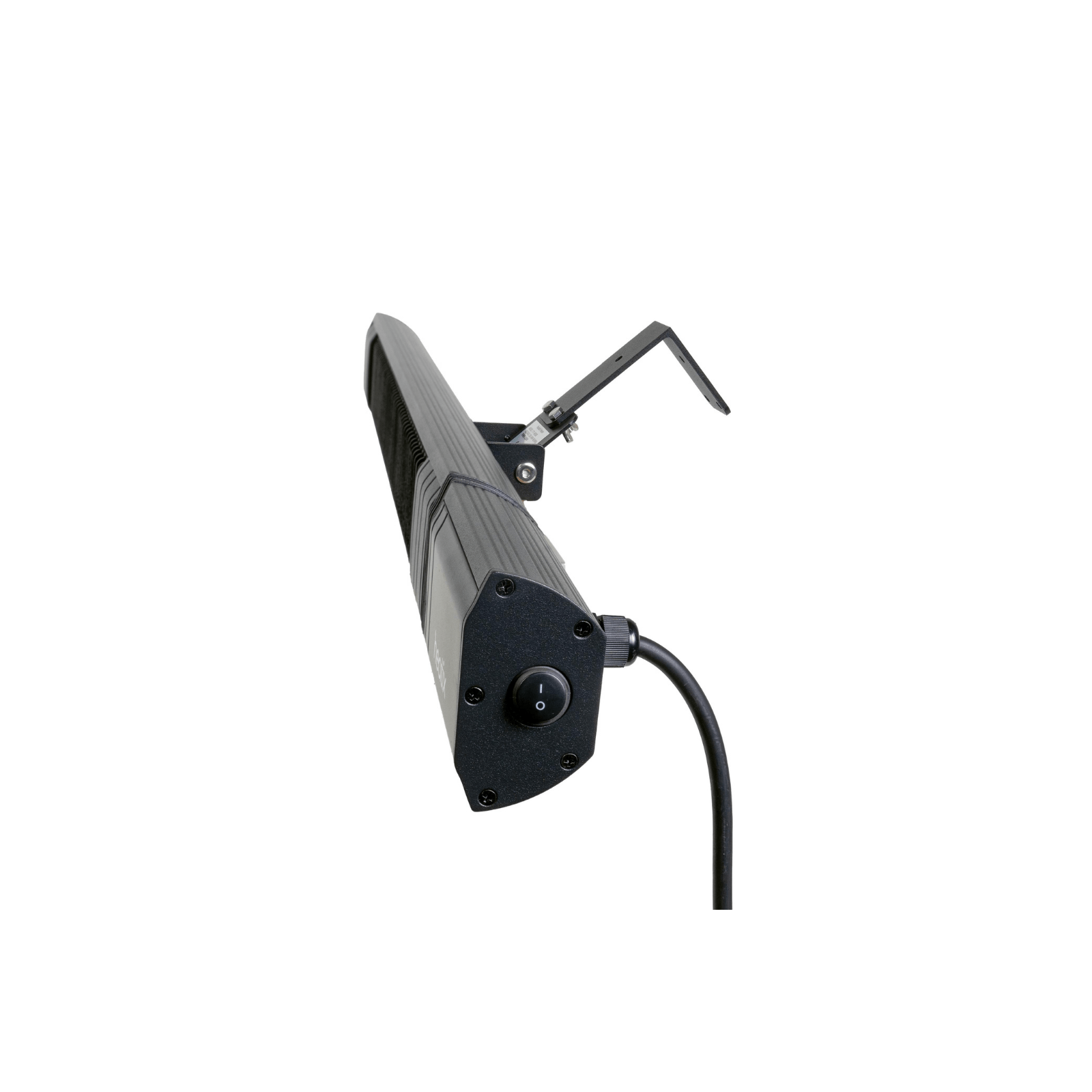 wand montage van de Zwarte Heatix heater of terrasverwarmer met 2500 Watt en afstandbediening