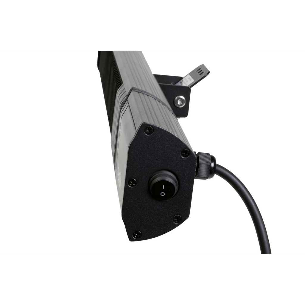 Zijkant van de Zwarte slimme wandmodel Heatix heater of terrasverwarmer met 2500 Watt
