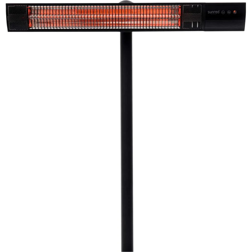 Sunred zwarte terrasverwarmer Royal Diamond Dark met op standaard voor binnen en buiten